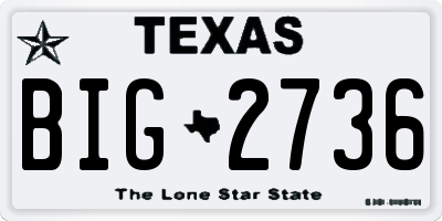 TX license plate BIG2736