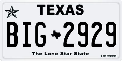 TX license plate BIG2929
