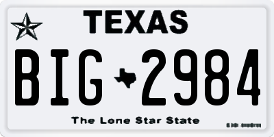 TX license plate BIG2984
