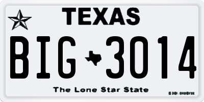 TX license plate BIG3014