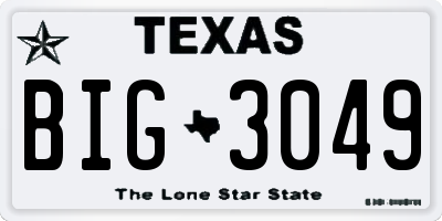 TX license plate BIG3049