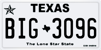 TX license plate BIG3096
