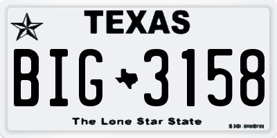 TX license plate BIG3158