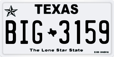TX license plate BIG3159