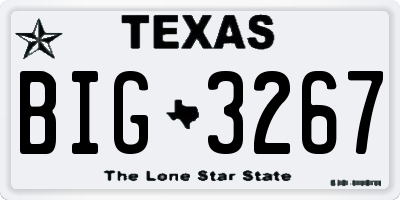 TX license plate BIG3267