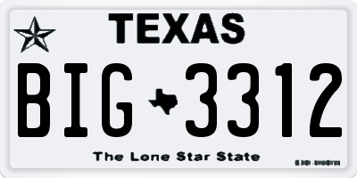 TX license plate BIG3312