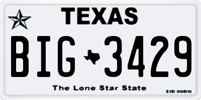 TX license plate BIG3429