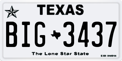 TX license plate BIG3437