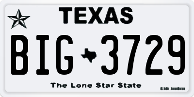 TX license plate BIG3729