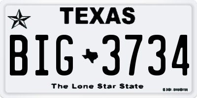 TX license plate BIG3734