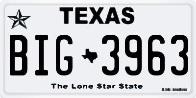 TX license plate BIG3963