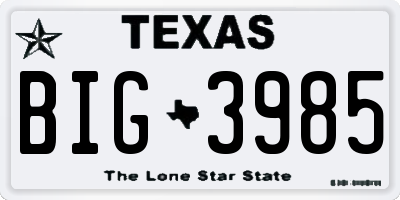 TX license plate BIG3985