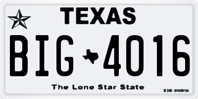 TX license plate BIG4016