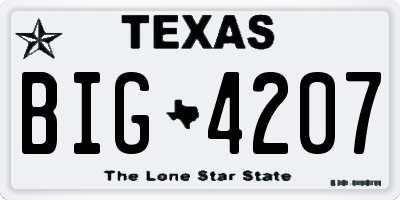 TX license plate BIG4207