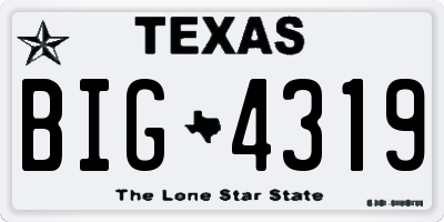 TX license plate BIG4319