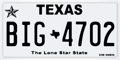 TX license plate BIG4702