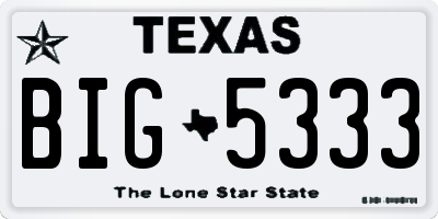 TX license plate BIG5333