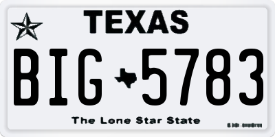 TX license plate BIG5783