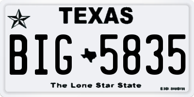 TX license plate BIG5835