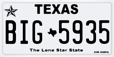 TX license plate BIG5935