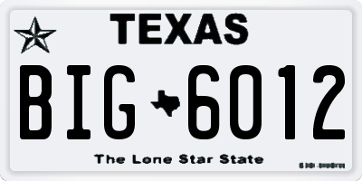 TX license plate BIG6012
