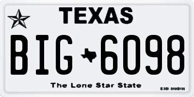 TX license plate BIG6098