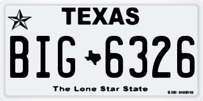 TX license plate BIG6326