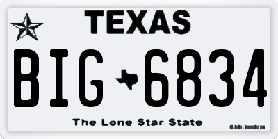 TX license plate BIG6834