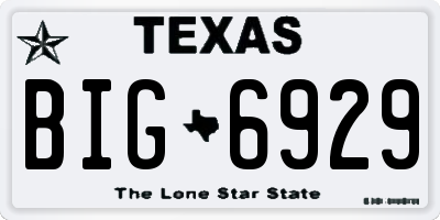 TX license plate BIG6929