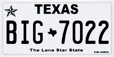 TX license plate BIG7022