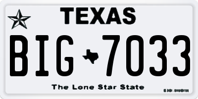 TX license plate BIG7033