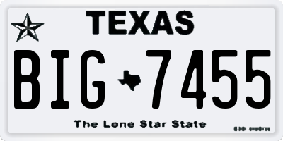 TX license plate BIG7455