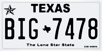 TX license plate BIG7478