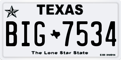 TX license plate BIG7534