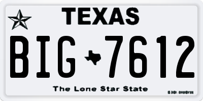 TX license plate BIG7612