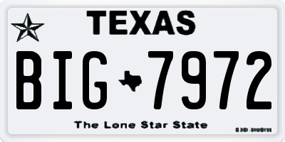 TX license plate BIG7972