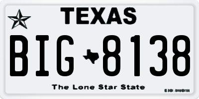 TX license plate BIG8138