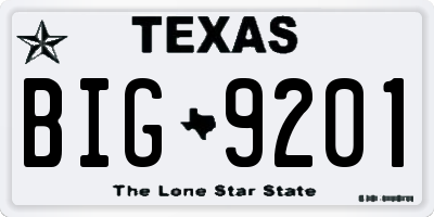 TX license plate BIG9201