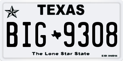 TX license plate BIG9308