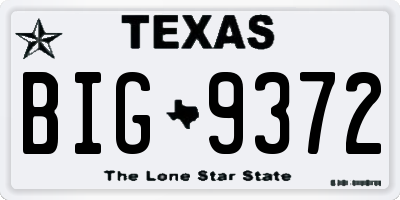 TX license plate BIG9372