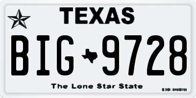 TX license plate BIG9728