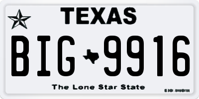 TX license plate BIG9916