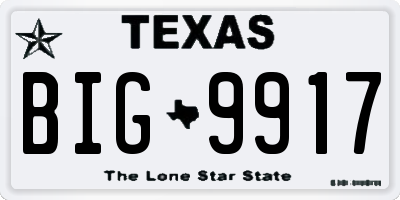TX license plate BIG9917