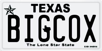 TX license plate BIGCOX