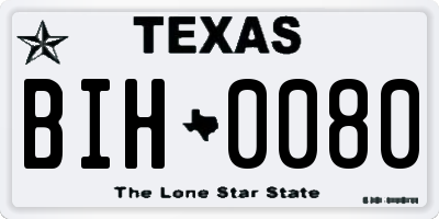 TX license plate BIH0080