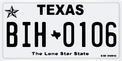TX license plate BIH0106
