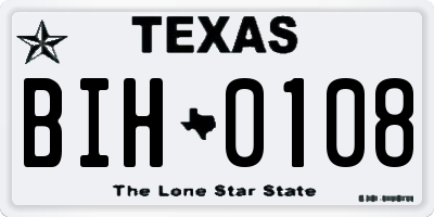 TX license plate BIH0108