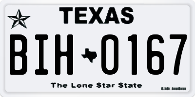 TX license plate BIH0167