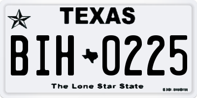 TX license plate BIH0225