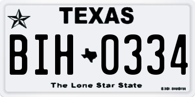 TX license plate BIH0334